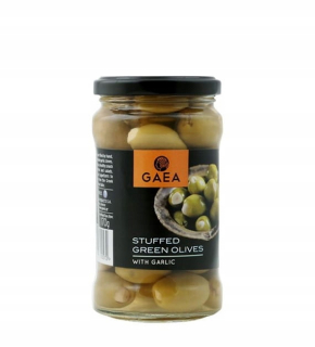 Grécke zelené olivy s cesnakom 295 g. Gaea