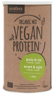 PEA A RYŽOVÝ PROTEÍN IZOLÁT BANANA VANILKA BIO 400G