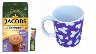 Cappuccino - Kapučíno - Jacobs Milka Cappuccino Káva 8 x 18G + hrnček