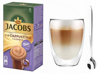 Cappuccino - Kapučíno - Jacobs Milka Cappuccino + Sklo Termín + lyžička