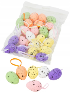 Veľkonočná dekorácia - Farebné vajcia mix prívesok 3x4cm 24 ks Veľká noc