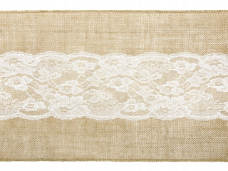 Veľkonočná dekorácia - Juta Jute Tread s čipkou Nature 28cm x 275 cm