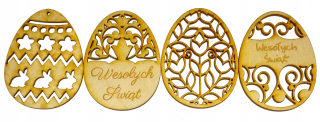 Veľkonočná dekorácia - Vajcia veľkonočná zmes 2 Openwork Pattern s preglejkou 4ks