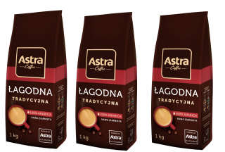 Zrnková káva - ASTRA Káva Mierne tradičné zrnité 1 kg x3