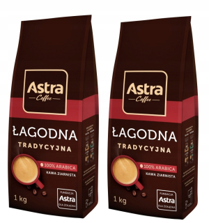 Zrnková káva -  ASTRA Káva Mierne fazuľa 1kg X2