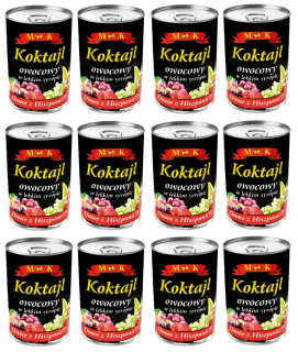 Ovocný kokteil vo svetlom sirup 410 g x 12 plechoviek