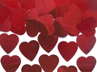 Darček na Valentína - Konfety červené srdcia na Valentína 10g