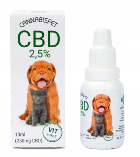CBD - Konopný olej s CBD 2,5% pre zvieratá Cannabispet