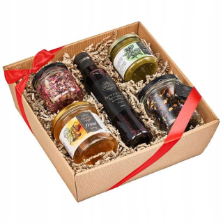 Košík. Darčekový set. Honey sirup čaj