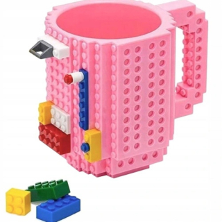 Kreatívny veľký hrnček pre LEGO + bloky RUŽOVÁ
