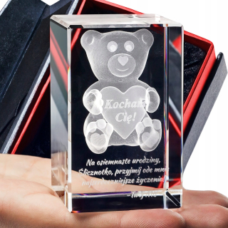 CRYSTAL 3D Teddy Bear so srdcom # # Milujem ťa PLMS1