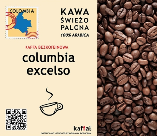 Káva bez kofeínu -  Zrnková káva Kaffa pražená bezcofe. Kolumbia 250G