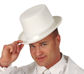 Halloween - Klasický biely klobúk s elegantným orezaním