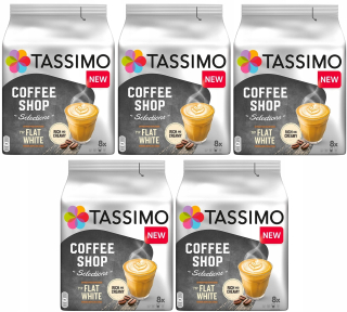 Kávové kapsule - Kapsuly 5 x 8 Tassimo ploché biele bohaté a krém