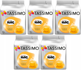 Kávové kapsule - Kapsuly 5x16 Tassimo Cafe Hag Crema deffeín