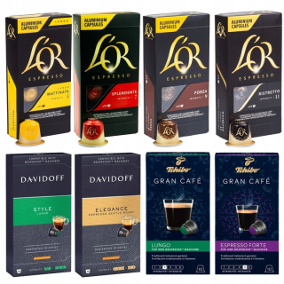 Kávové kapsule - Nespresso Davidoff, Lor, Tchibo 80SZ Hit Capsules