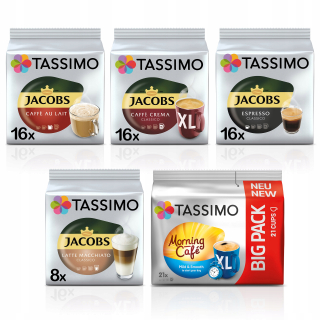 Kávové kapsule - Tassimo Jacobs Capsuls set s ranným XXL 77Kaw