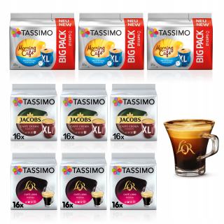 Kávové kapsule - Tassimo Jacobs a L'alebo kapsúl, 159 Kaw + sklo