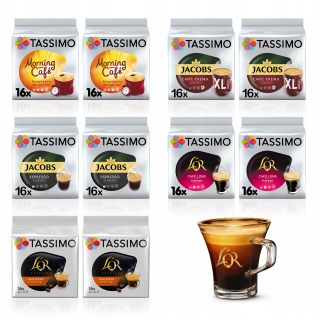 Kávové kapsule - Tassimo Jacobs a L'alebo kapsúl, 160 Kaw + sklo