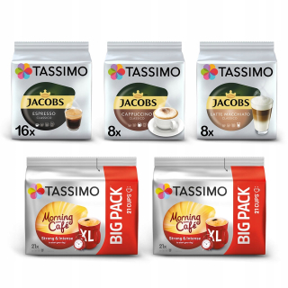 Kávové kapsule - Tassimo Mix Kapsuly Čierna a biela káva, 74ks
