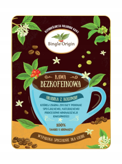Zrnková káva -  Káva bez kofeínu - Kolumbia - jeden pôvod 1000g