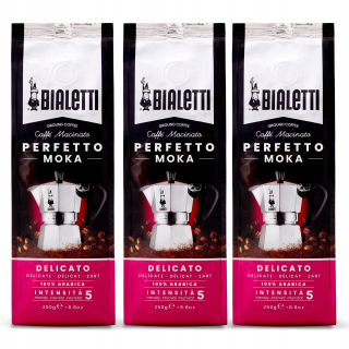 Káva mletá - Bialetti Coffee Perfetto Moka Dolicato 3 x 250 g