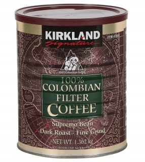 Káva mletá - Káva kolumbijská káva Kirkland 1.36 kg z USA