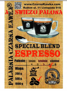 Zrnková káva - Kávové zrno espresso 1 kg, čierna Kawka