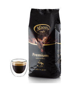 Zrnková káva -  Káva Maestro Premium 1 kg + Tepelné sklo