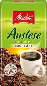 Káva bez kofeínu -  Mletá káva Melitta Auslese Klassisch-Mild 500g