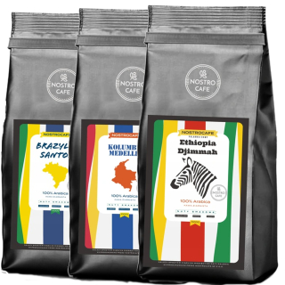 Zrnková káva -  Káva Beans 3kg Kolumbia, Santos, Etiópia
