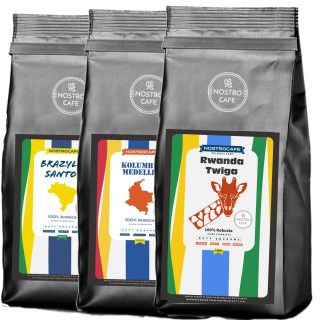 Zrnková káva -  Káva Beans 3kg Kolumbia, Santos, Rwanda