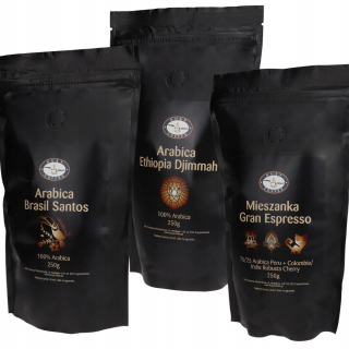 Zrnková káva -  Káva zrnitý čerstvo pečené 3x250g Kusy Coffee