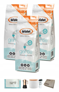 Káva mletá - Jemná káva pre žalúdok Gentle 3x 200g + Cottes