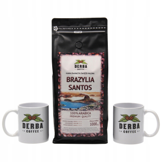Zrnková káva - Červená Káva Brazília Santos 1kg plus 2xKubek