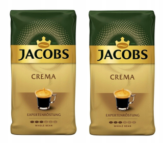 Zrnková káva - Kávové zrná Jacobs Crema 2x1kg, intenzita 3/6