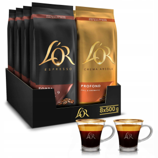 Zrnková káva -  Káva Beans L'ALEBO CREMA A FORZA 8X500G + ZADARMO!