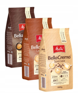 Zrnková káva -  Grainy Coffee Melitta Bellacrema 3 x 1 kg