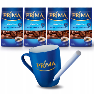 Zrnková káva - Káva Beans Prima Finezja 450g x 4 + hrnček