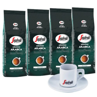 Zrnková káva -  Káva zrnitosť Segafredo Arabica 4x250g + šálka kávy