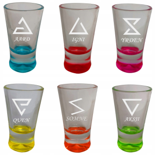 Farebné vodka okuliare 6 položiek setu Zaklínač