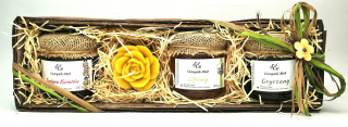 Darčekový kôš Honey Set 3x250g + PR sviečka