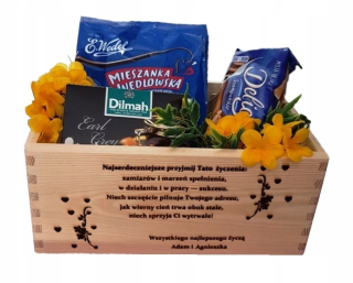 Darčekový kôš, výročie, narodeniny, meniny + GRAVÍROVANIE