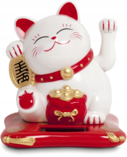 Mačiatko šťastie maneki neko solárne, biele 10,5 cm