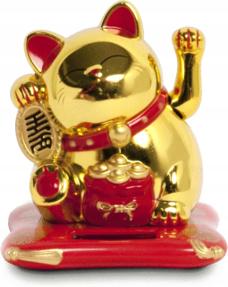 Šťastné mačiatko Maneki Neko Solar, zlaté 10,5 cm