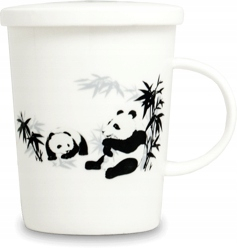 Ázijska kuchyňa - Hrnček s napúšťadlom a vekom panda
