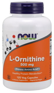 Aminokyseliny - L-Ornithine Ornithina 500 mg Regenerácia teraz 120KAP