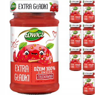 Łowicz Jam 100% ovocie hladká jahoda 8x 235g