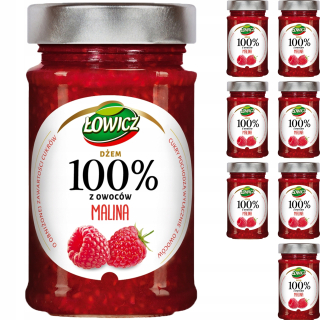 Łowicz Raspberry Jam 100% Ovocie Raspberry 8x220g