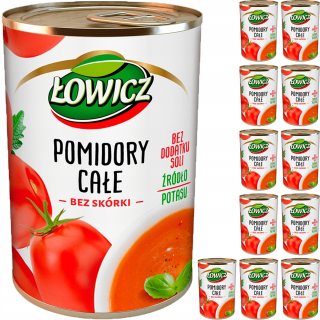Łowicz paradajky celé bez kože a soľ 12x400g
